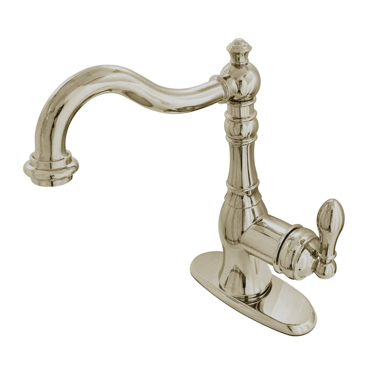 Brushed Nickel Single-Handle Bathroom Faucet with Push Pop-Up and Cover Plate C709047