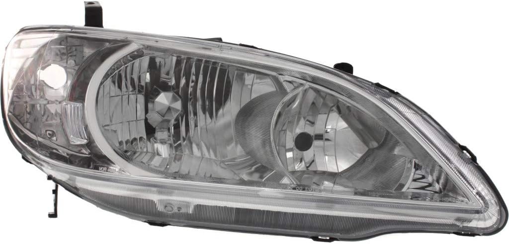 Headlight Assembly for Honda Civic 2004 2005 Passenger Side with Bulbs P6152