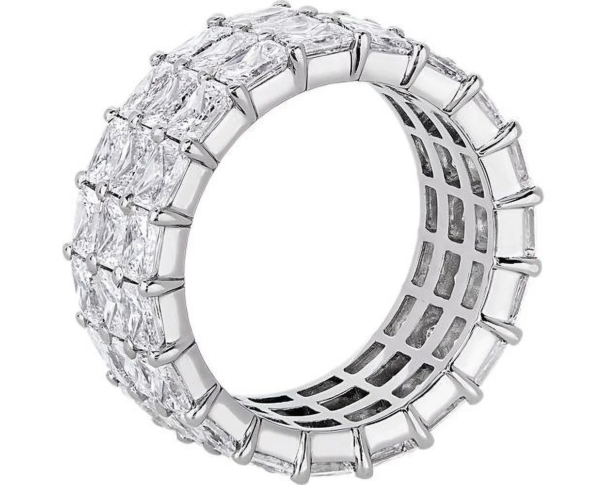 Radiant Cut Natural Diamond Eternity Band in Solid 950 Platinum Size 7 F875