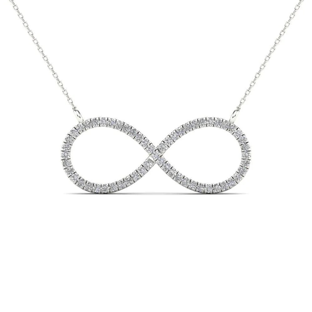 14K Real Solid Gold Diamond Infinity Necklace O185292