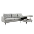 Light Gray L Shaped 3 Seater Sofa with Chaise and Storage D99456