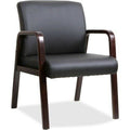 Black Leather Wood Frame Guest Chair L3759