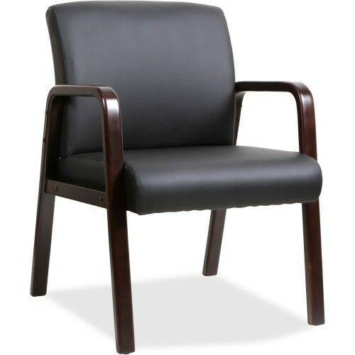 Black Leather Wood Frame Guest Chair L3759
