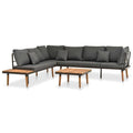 4 Piece Patio Lounge Set with Cushions Acacia Wood Outdoor Sectional Set Z511162