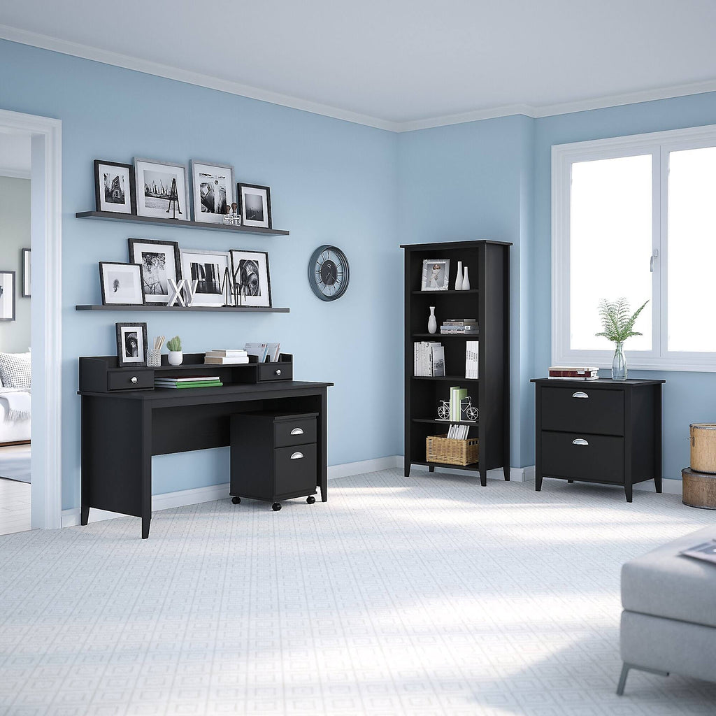 Black Suede Oak 2 Drawer Mobile File Cabinet E155