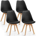 Set of 4 Upholstered Dining Chairs with Padded Seat and Solid Wood Legs P1802