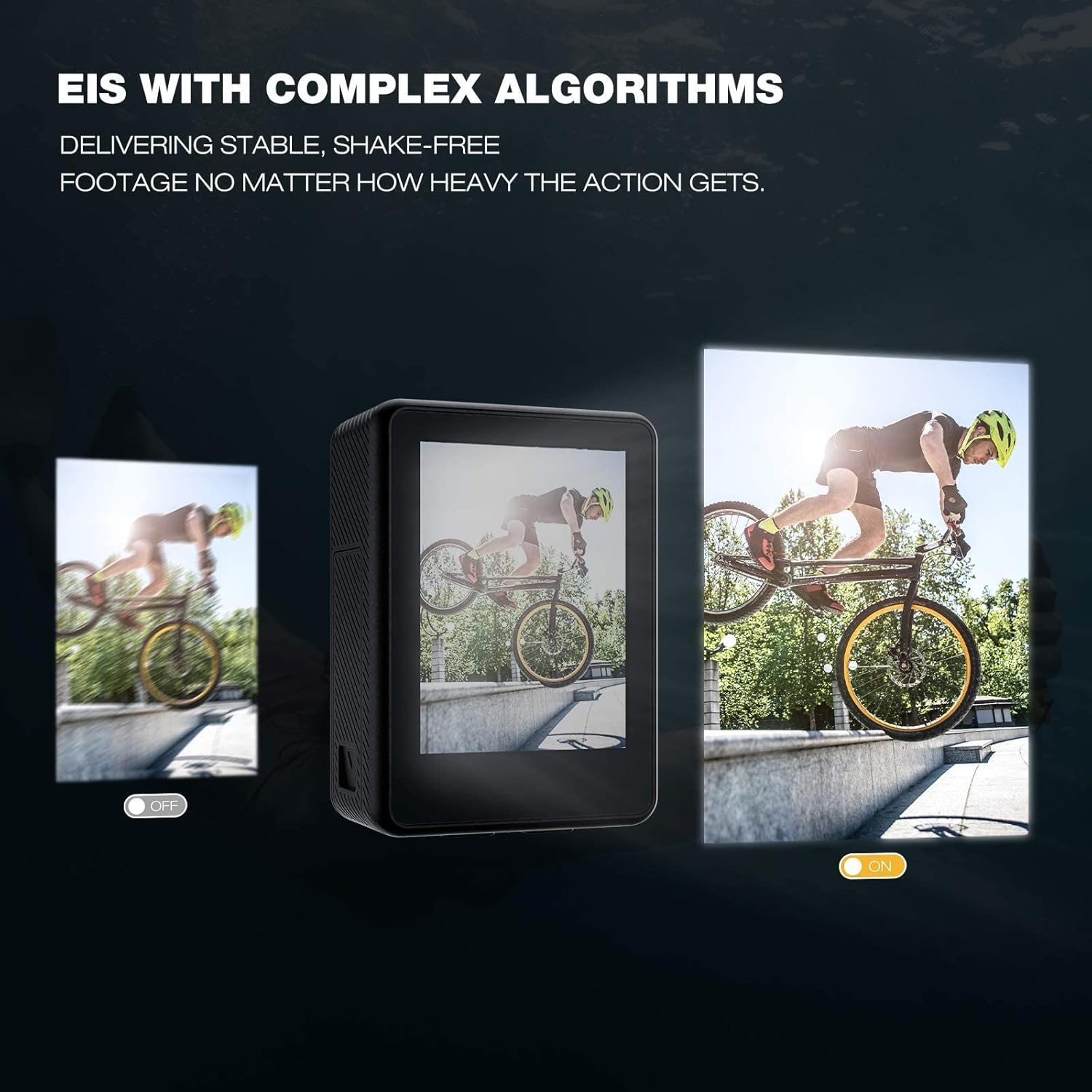 4K 30FPS 24MP Dual Screen Waterproof Action Camera with EIS, Wi-Fi, 2X1350 Batteries and Accessories O48966