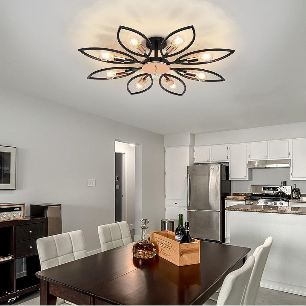 Black 6 Lights LED Semi Flush Mount Ceiling Light U52101