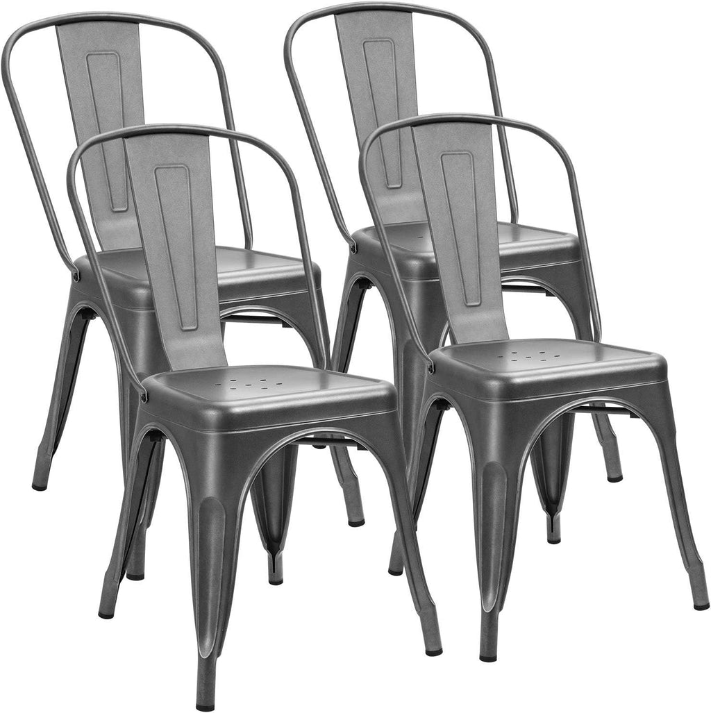 Metal Dining Chairs Set of 4 (Grey) O386
