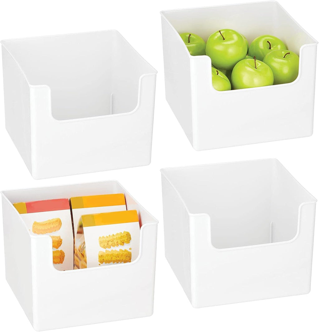 Clear Plastic Open Front Storage Organizer Bin Basket, 4 Pack C19592