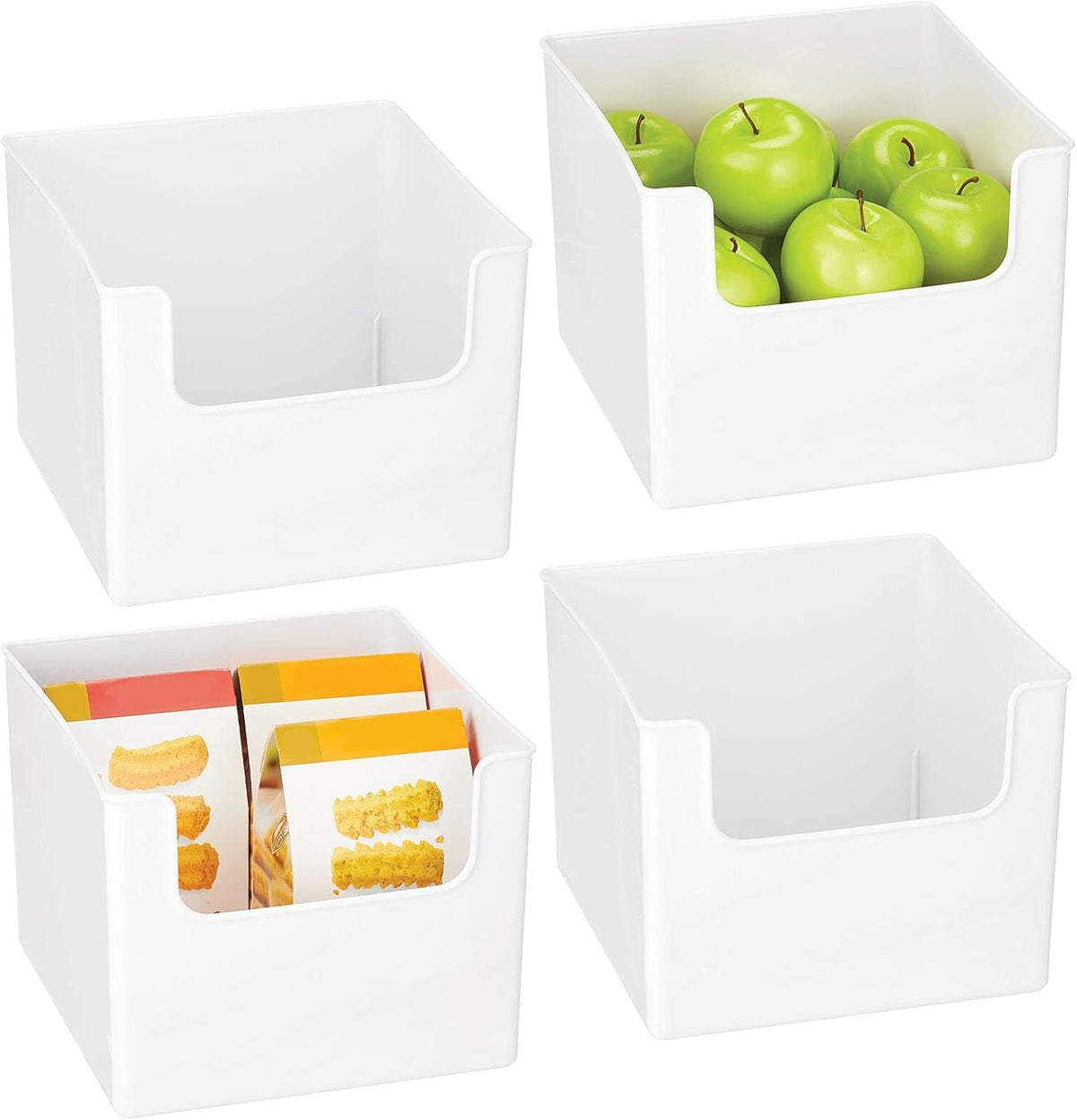 Clear Plastic Open Front Storage Organizer Bin Basket, 4 Pack C19592