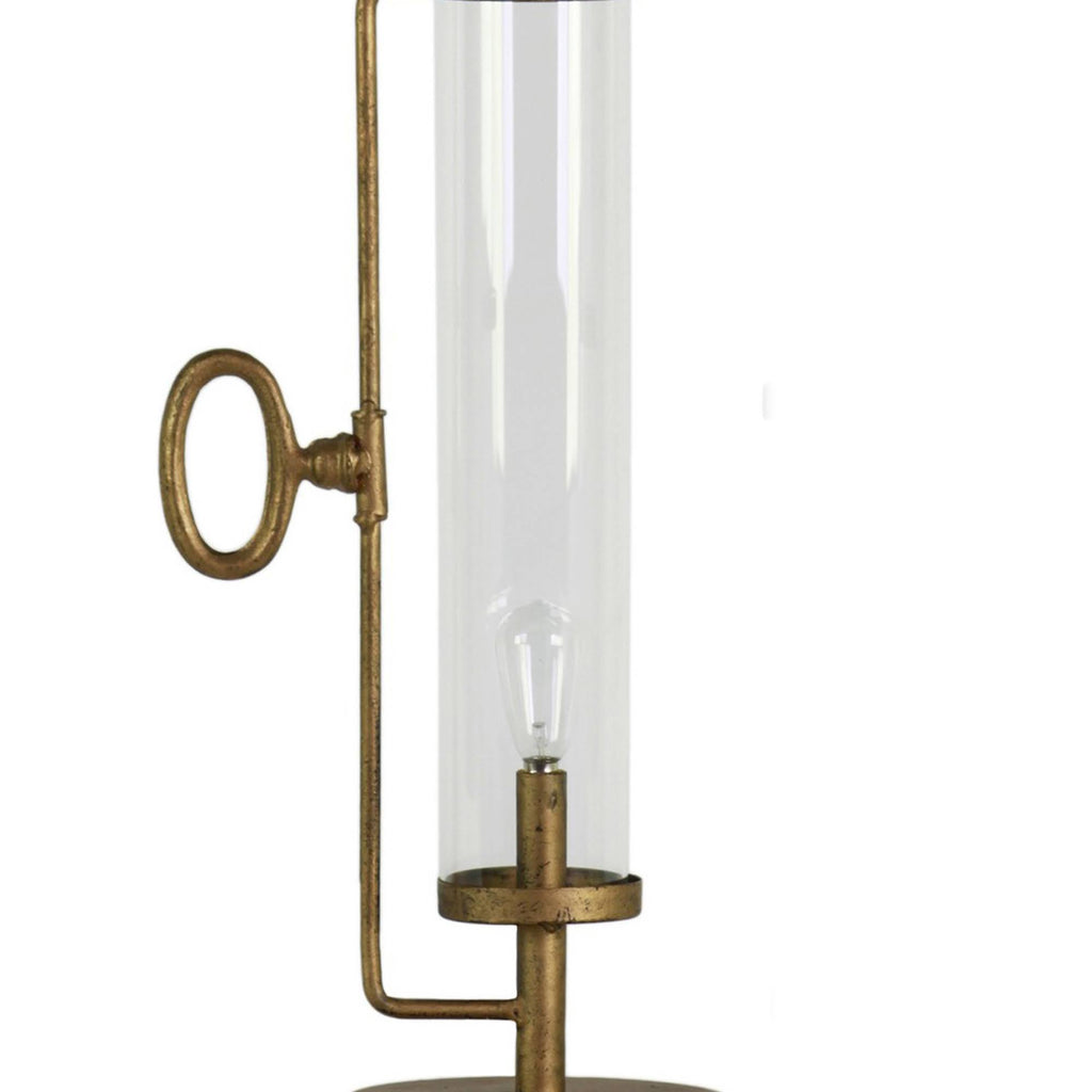 Antique Gold Metal Round Lantern with Glass Cylinder, Set of 2 M394316