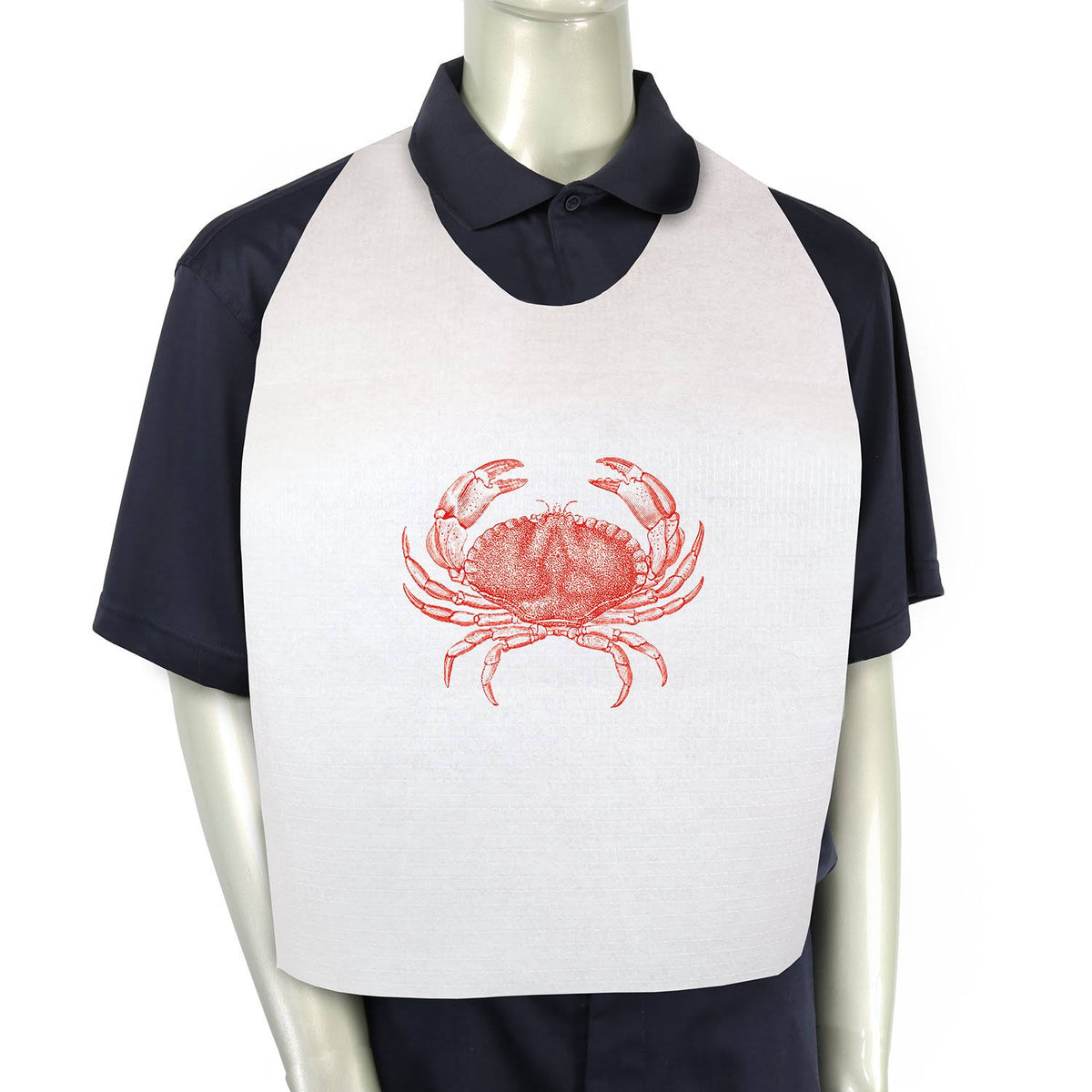 15 x 30 Paper Adult Tie-On Bibs with Crab Design Case of 500 B935707