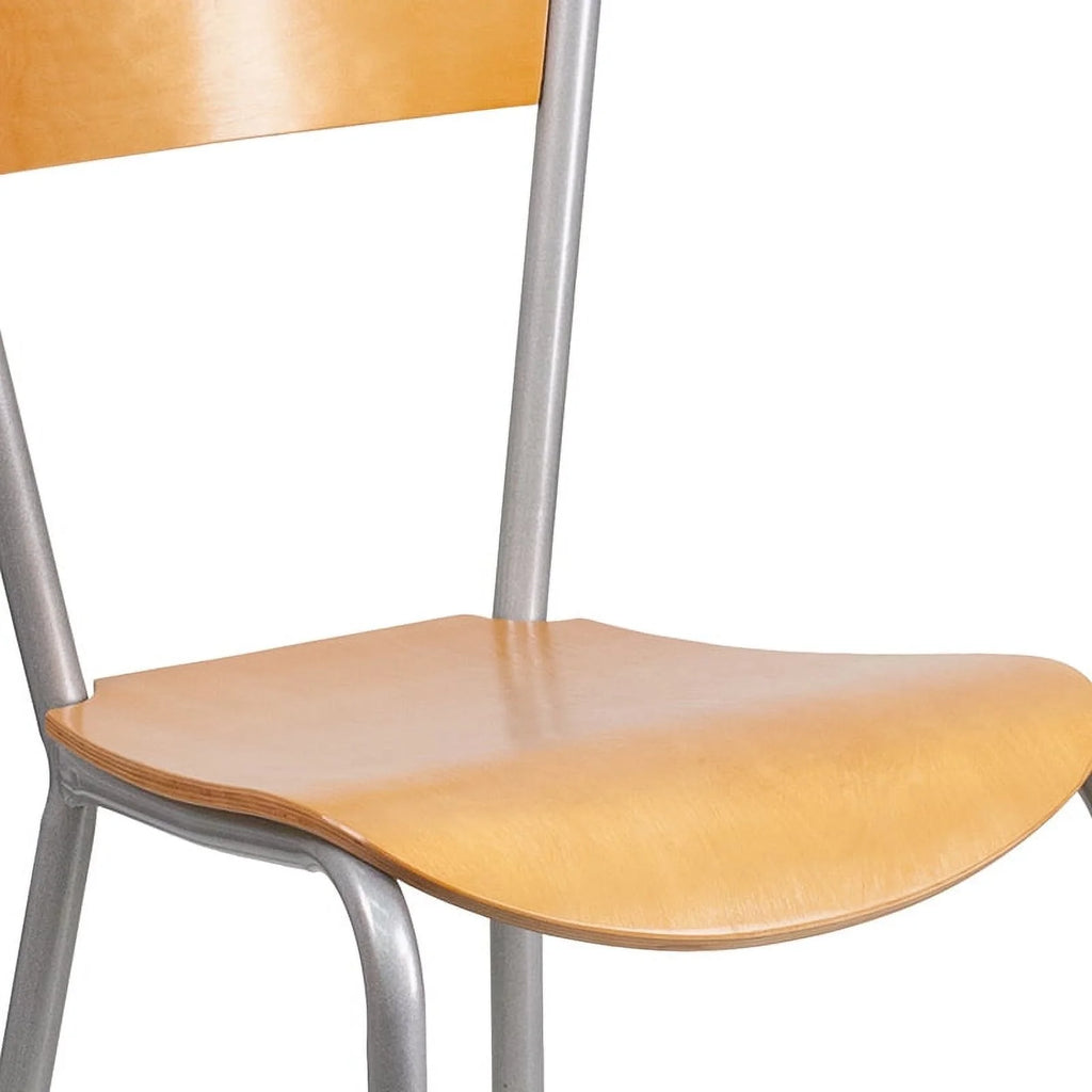 Silver Metal Restaurant Chair with Wood Back and Seat S56423
