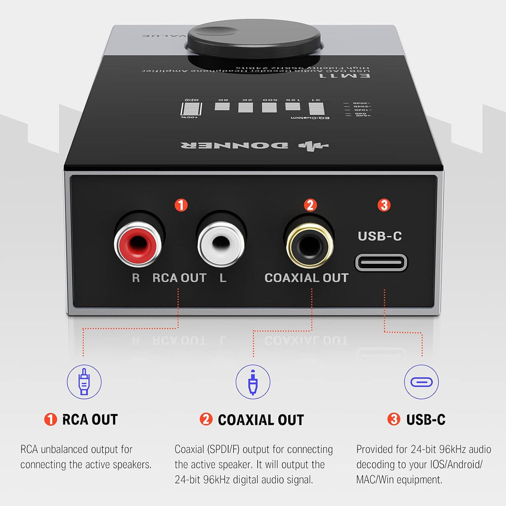Headphone Amplifier DAC with OLED Display Screen V360