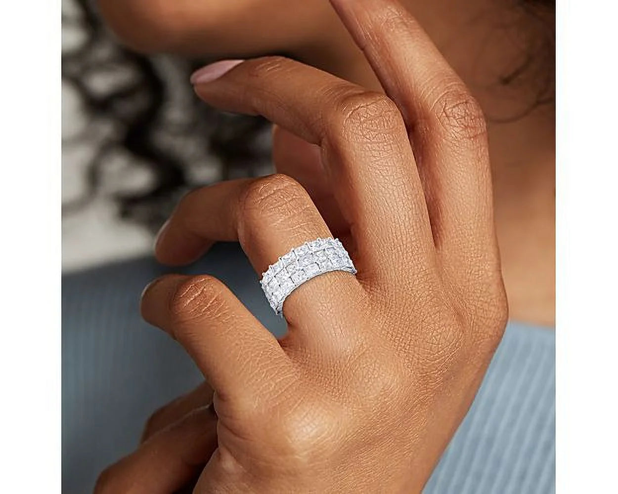 Radiant Cut Natural Diamond Eternity Band in Solid 950 Platinum Size 7 F875