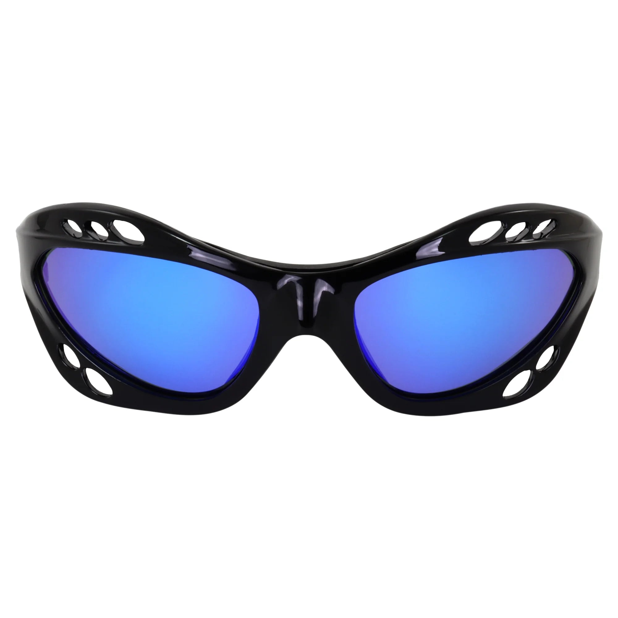 3 Pairs Padded Polarized Sunglasses with Strap Black Frame Blue Purple Green Mirror Lenses Z306462