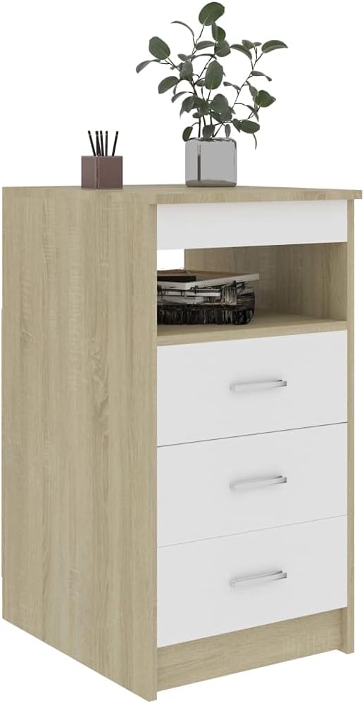 White Sonoma Oak Chipboard Drawer Cabinet G79727