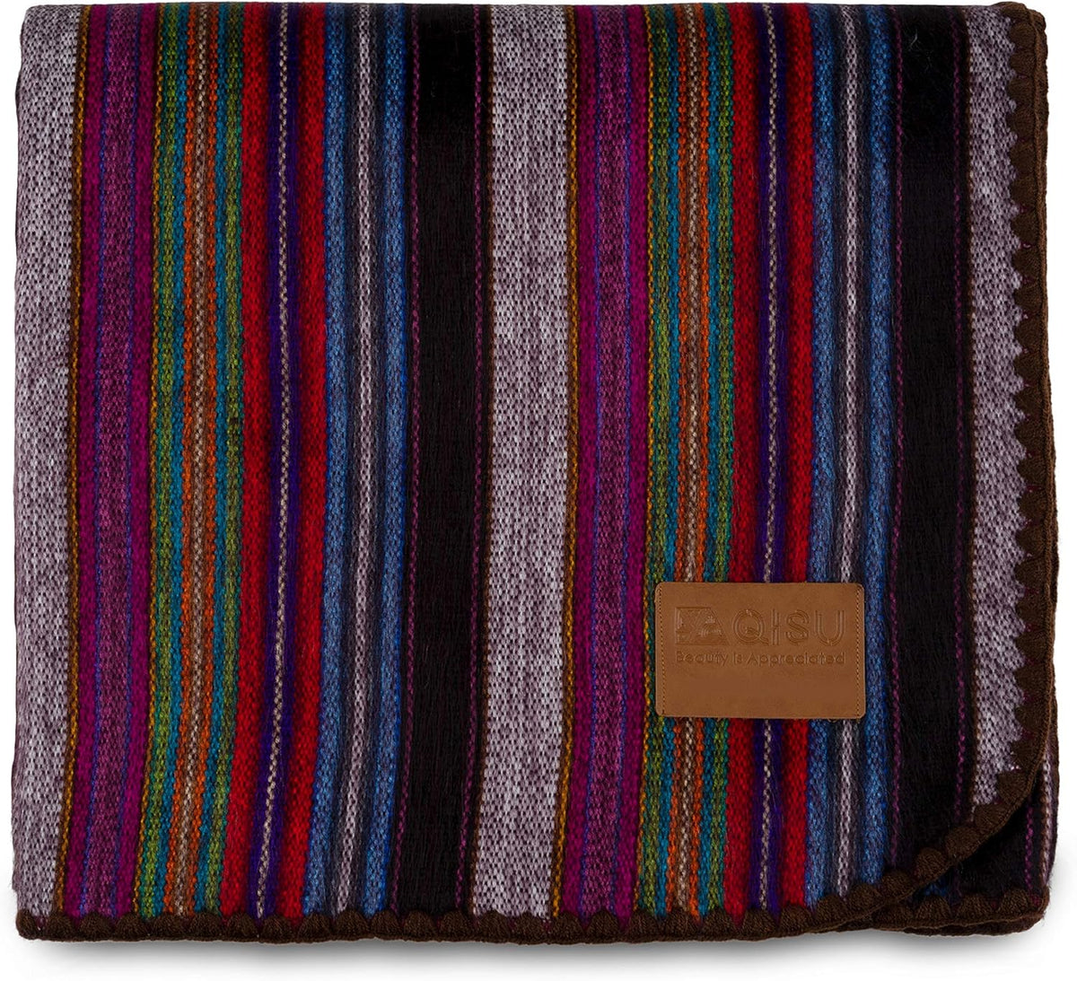 Alpaca Wool Blanket Throw, 85 x 65 inches, Deep Blue Splash V509331