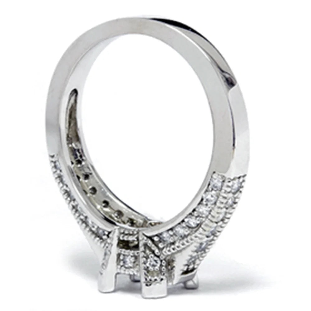 14K White Gold Pave Diamond Engagement Ring Setting K68511