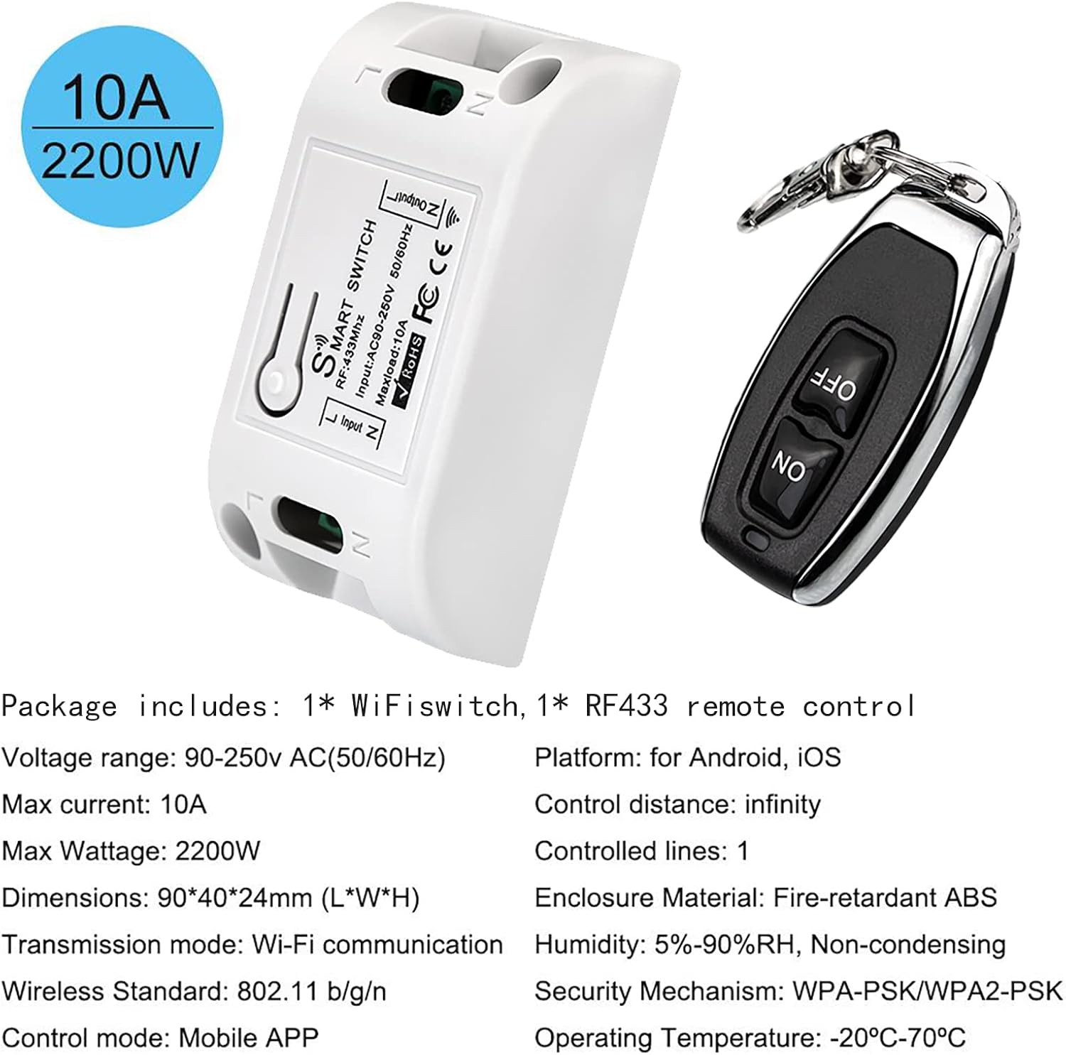 WiFi and RF433 Remote Control Dual Power Automatic Transfer Switch 16-63-100A Rated 220V 240V Din Rail Mounted Controller K73731