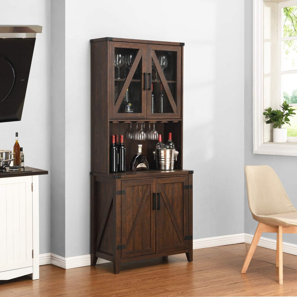 Mahogany Bar Cabinet with Upper Glass Cabinet O870593