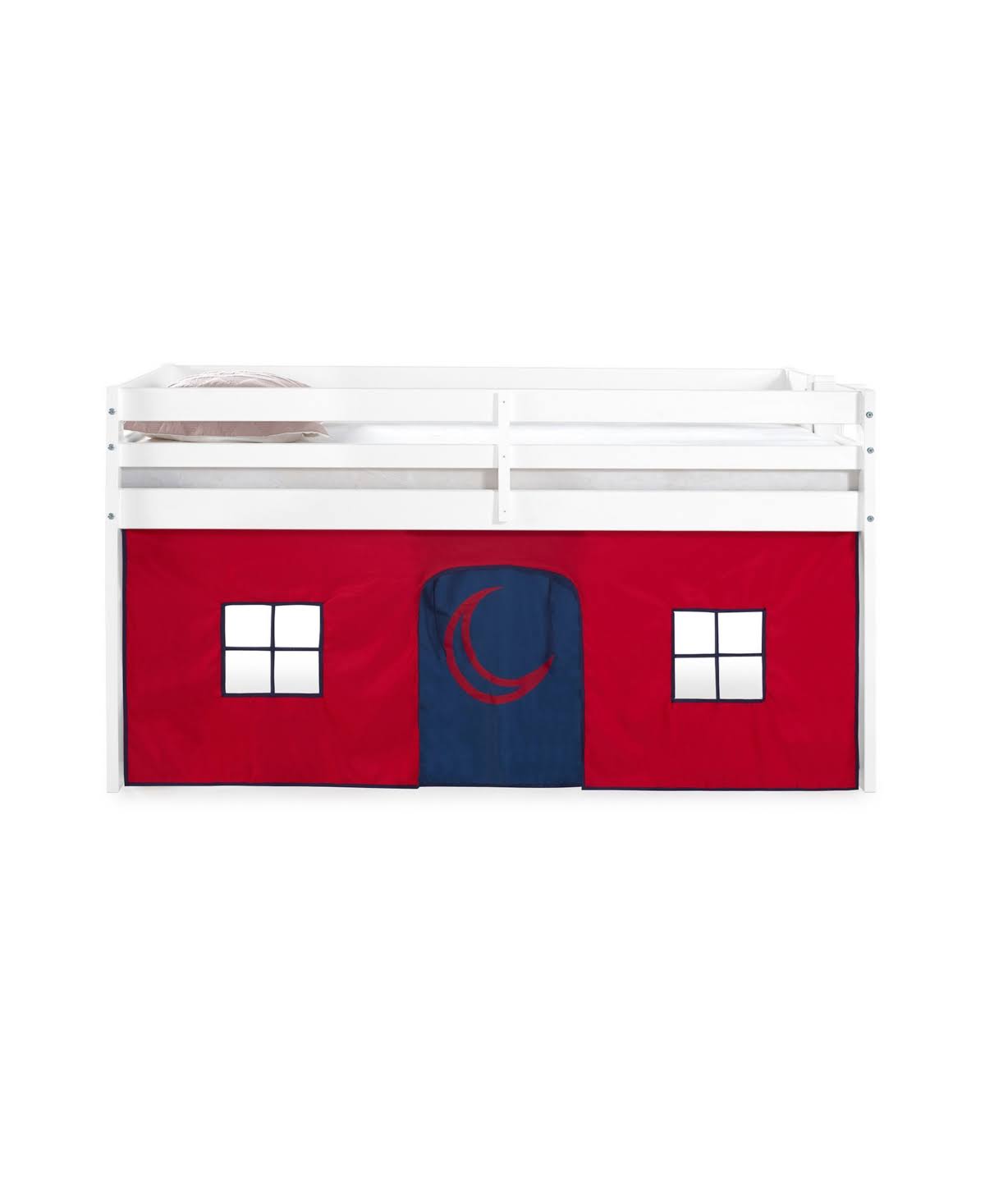 White Twin Junior Loft Bed with Playhouse Tent K137301