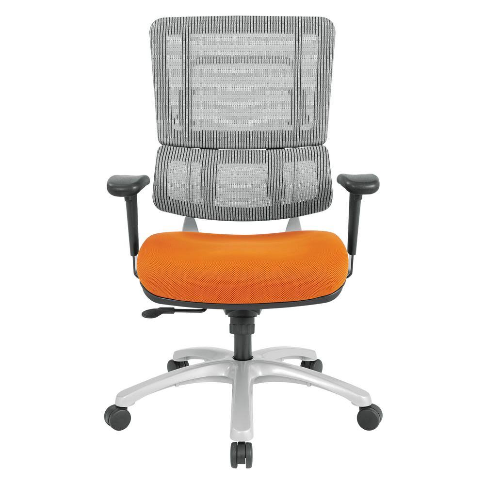 Grey Mesh Back Chair with Silver Base, Orange O94345