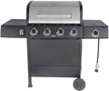 Stainless Steel & Black 4-Burner Propane Gas Grill with Side Burner N995948