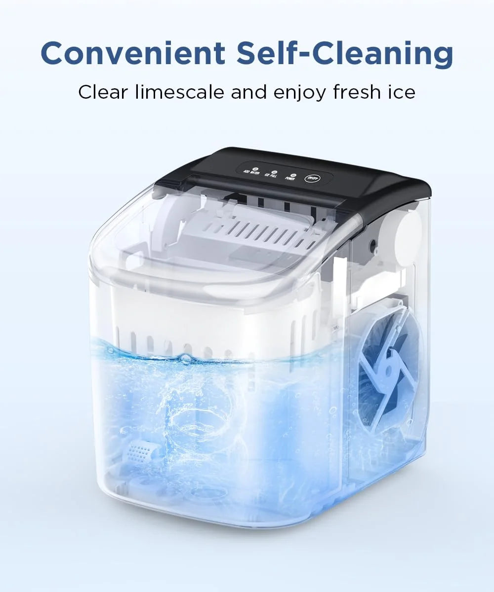Countertop Ice Maker with Self-Cleaning, 26.5lbs/24Hrs, 9 Bullet Ice Cubes in 6 Mins, Ice Basket and Scoop I8964