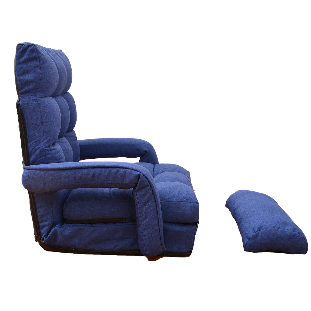 Blue Folding Gaming Sofa Recliner Chair with Pillow A1956