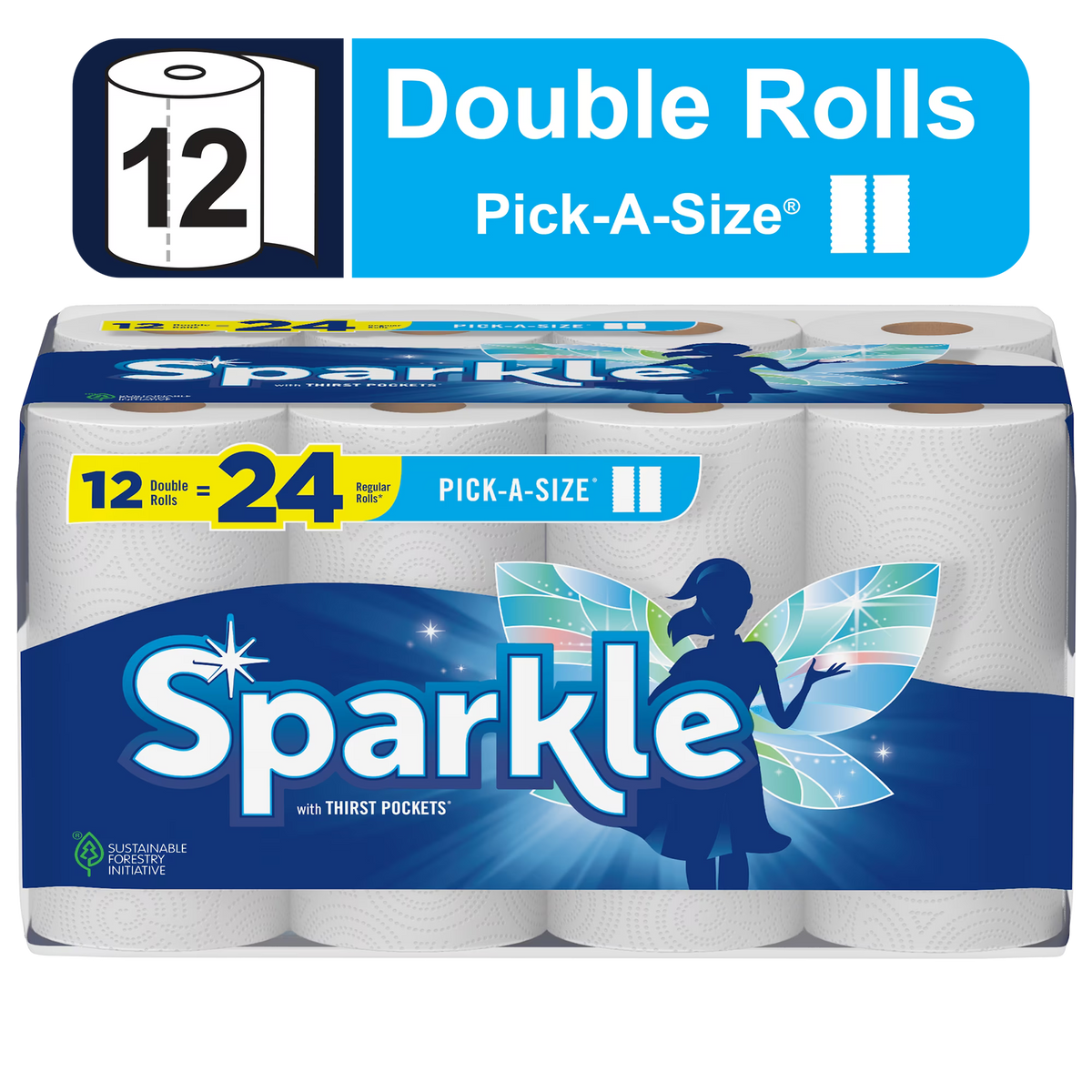 White 12 Double Rolls Paper Towels B500