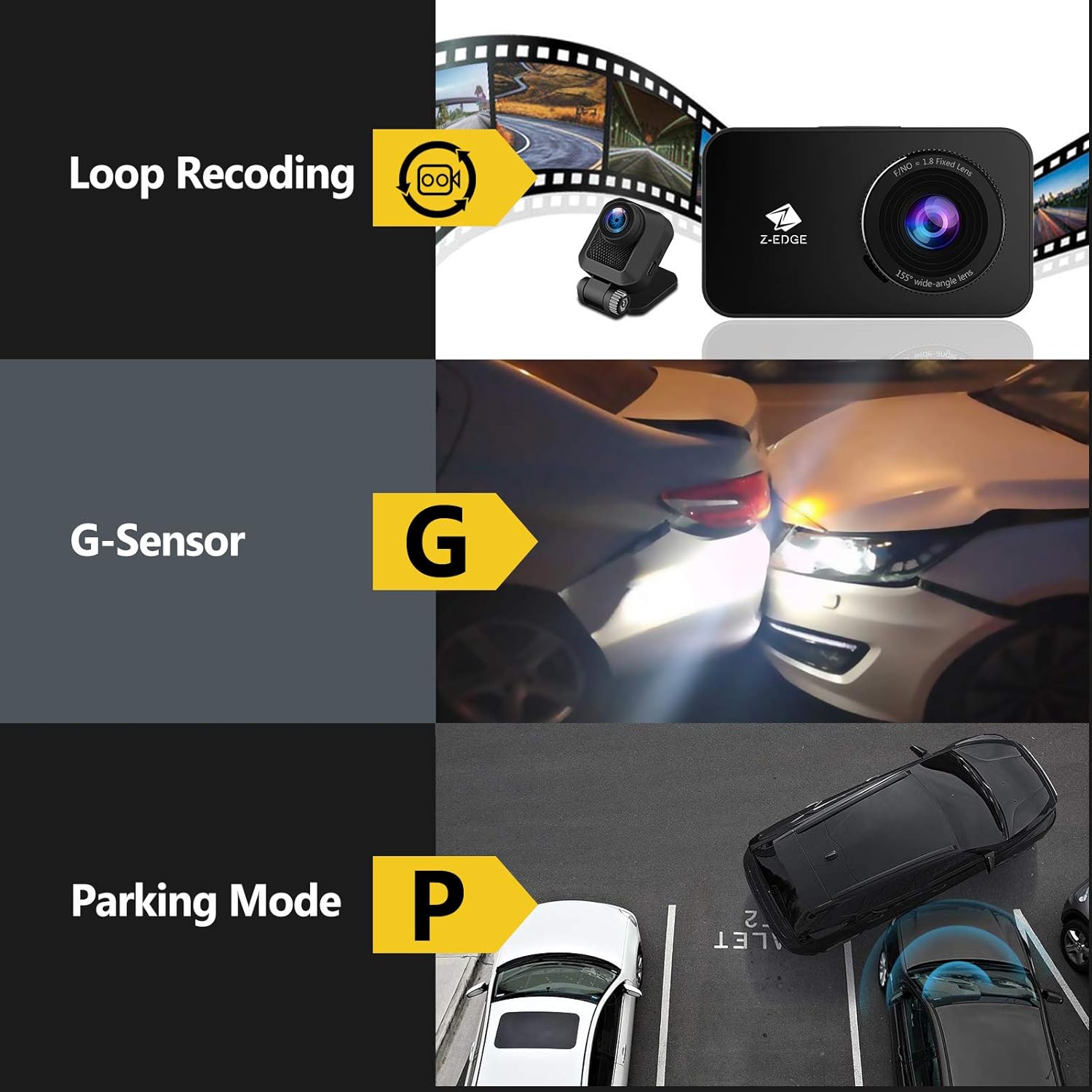 WiFi Dash Cam Front and Rear Dual Cam Car DVR Q80593