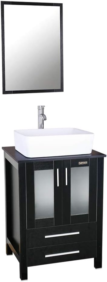24'' White Bathroom Vanity and Sink Combo with Solid Brass Faucet K595