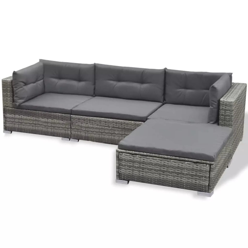 6 PCS Rattan Patio Sectional Sofa Set with Cushions Ottoman and Coffee Table (Grey) T7456