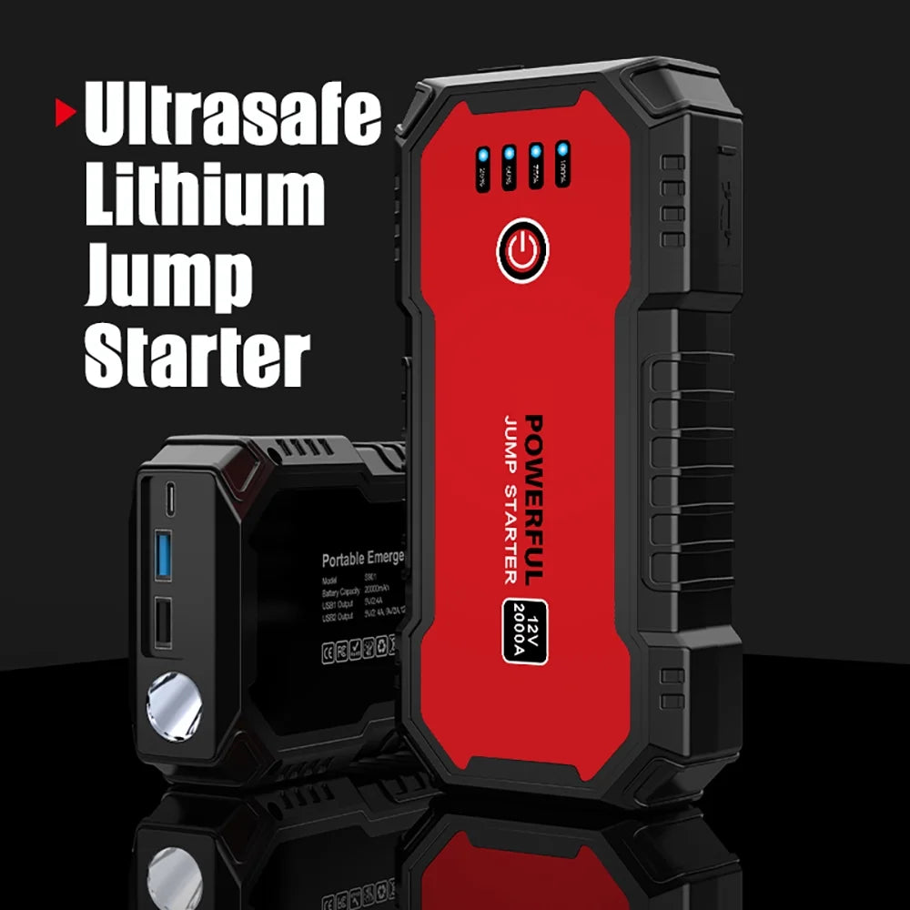 Car Jump Starter 12V 20000mAh with USB Quick Charge 3.0 and Smart Clip T881