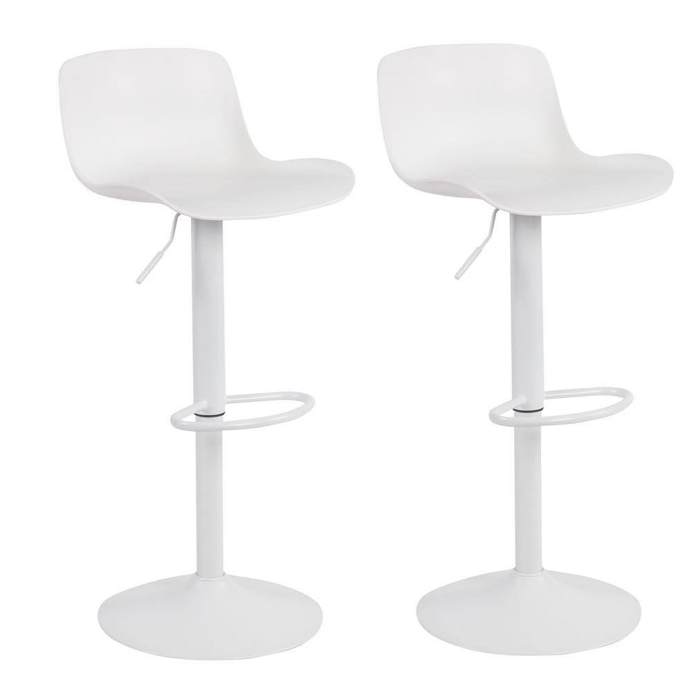 White Adjustable Height Bar Stool Set of 2 T359