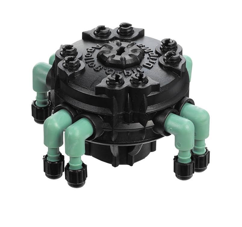 100 Pack Adjustable Flow 8-Port Drip Irrigation Manifold for 1/4 inch Tube L5461