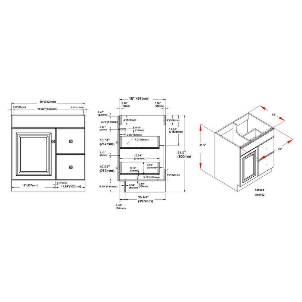 White Unassembled Vanity Cabinet G687019