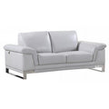 Light Grey Leather Loveseat D545648