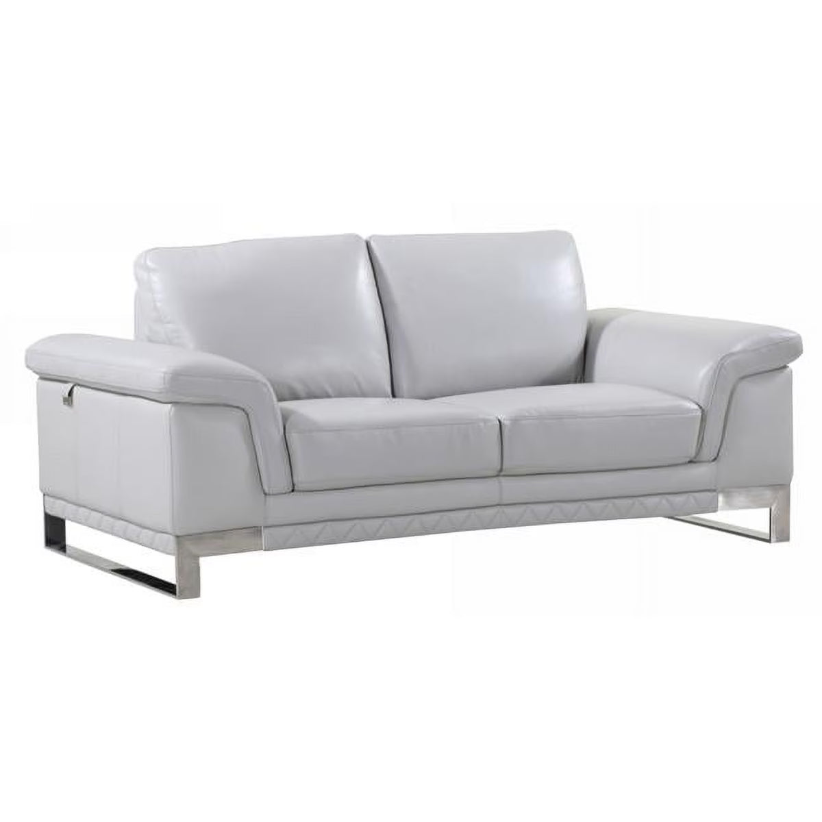 Light Grey Leather Loveseat D545648