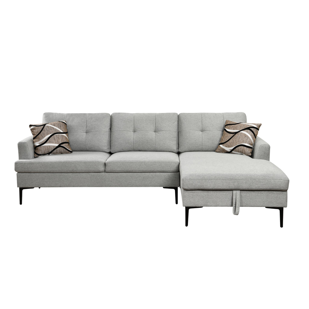 Light Gray L Shaped 3 Seater Sofa with Chaise and Storage D99456