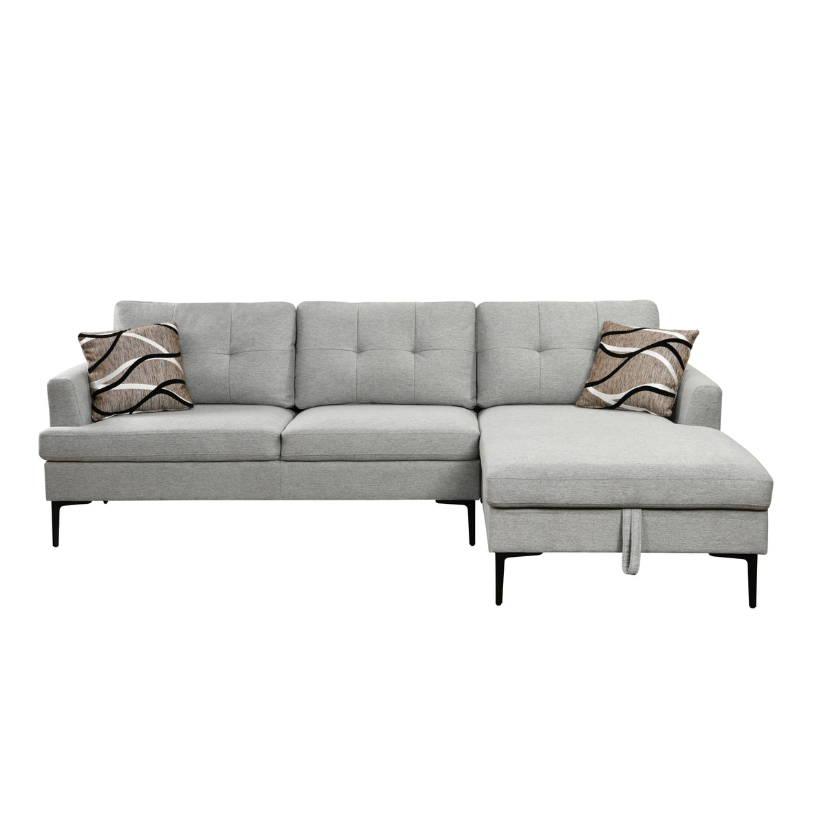 Light Gray L Shaped 3 Seater Sofa with Chaise and Storage D99456