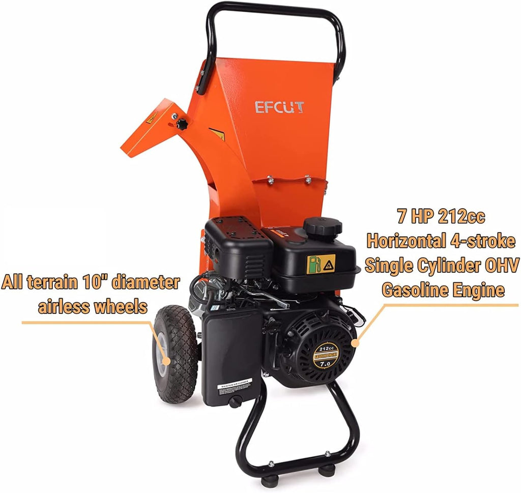 Mini Wood Chipper Shredder Mulcher, 7 HP 212cc Gasoline Engine, 3" Max Wood Diameter C33233