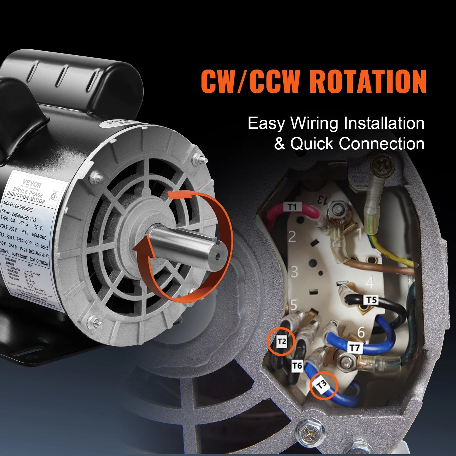 5HP 230V 22 Amps 3450RPM Air Compressor Electric Motor G71065
