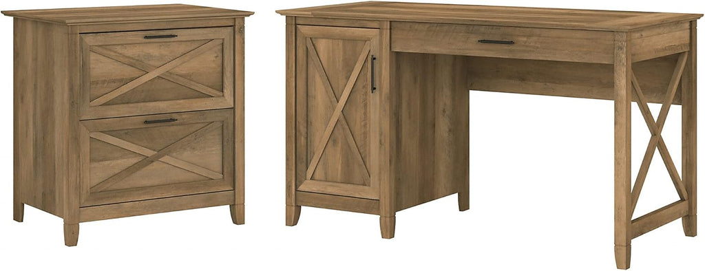 54W Cape Cod Gray Computer Desk with 2 Drawer File Cabinet G810