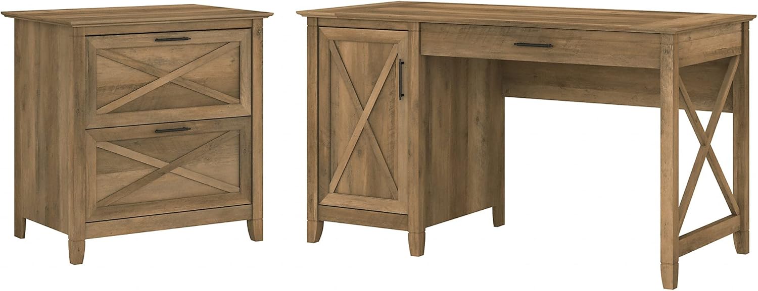 54W Cape Cod Gray Computer Desk with 2 Drawer File Cabinet G810