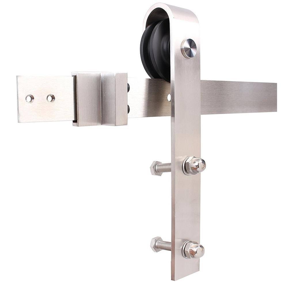 Weather Gray Stained Wood Interior Sliding Barn Door with Hardware Kit X7664