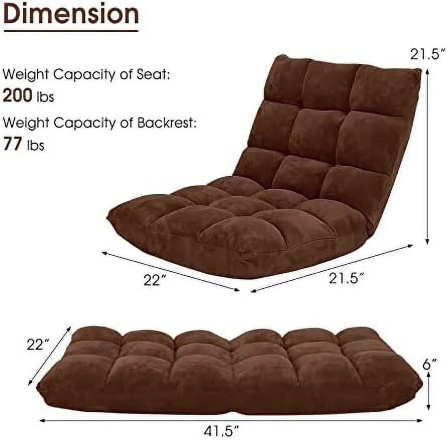 Tan Floor Chair with Back Support Folding Sofa Chair O329