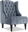 Tufted Velvet Wingback Accent Chair with Wood Legs M671817